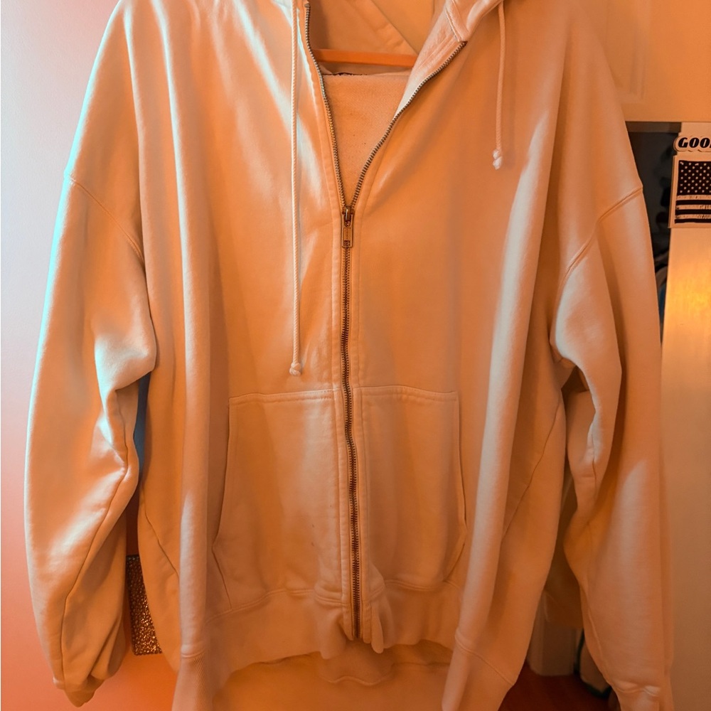Brandy Melville Cream Zip-Up Hoodie
